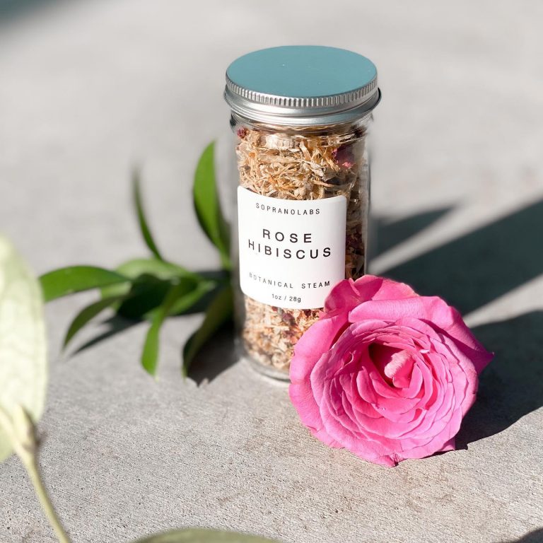 Rose Hibiscus botanical steam jar with rose flower