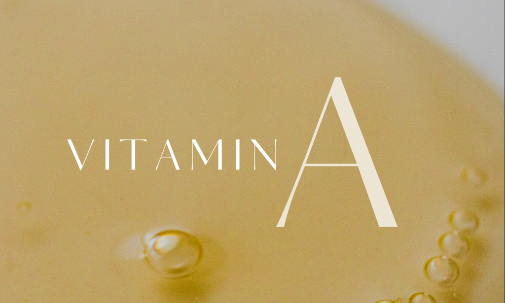 Vitamin A text on golden background