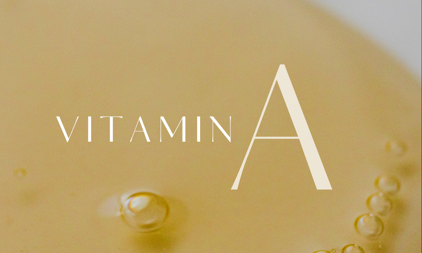 Vitamin A text on golden background