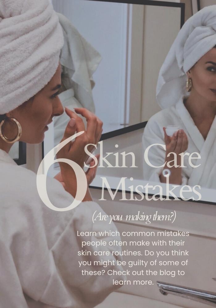 Woman applying skincare in bathroom mirror