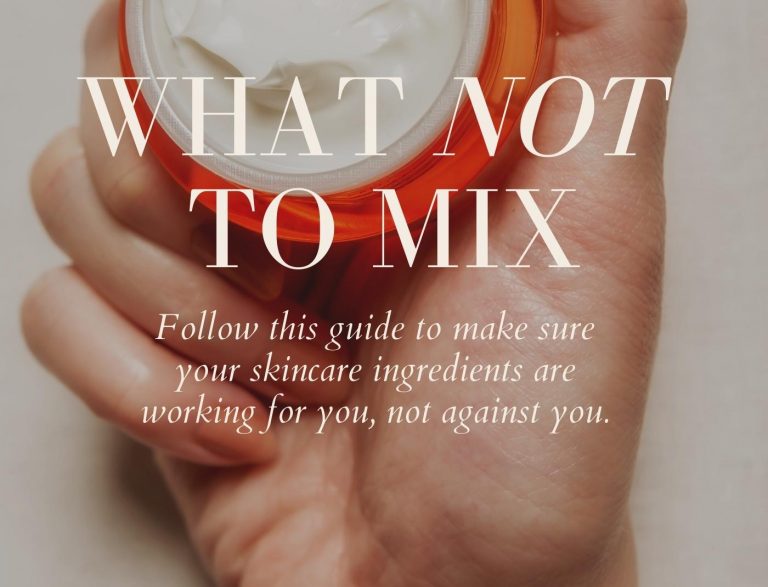 A woman's hand holds a cosmetic cream jar. Title text covering image is "What not to mix."