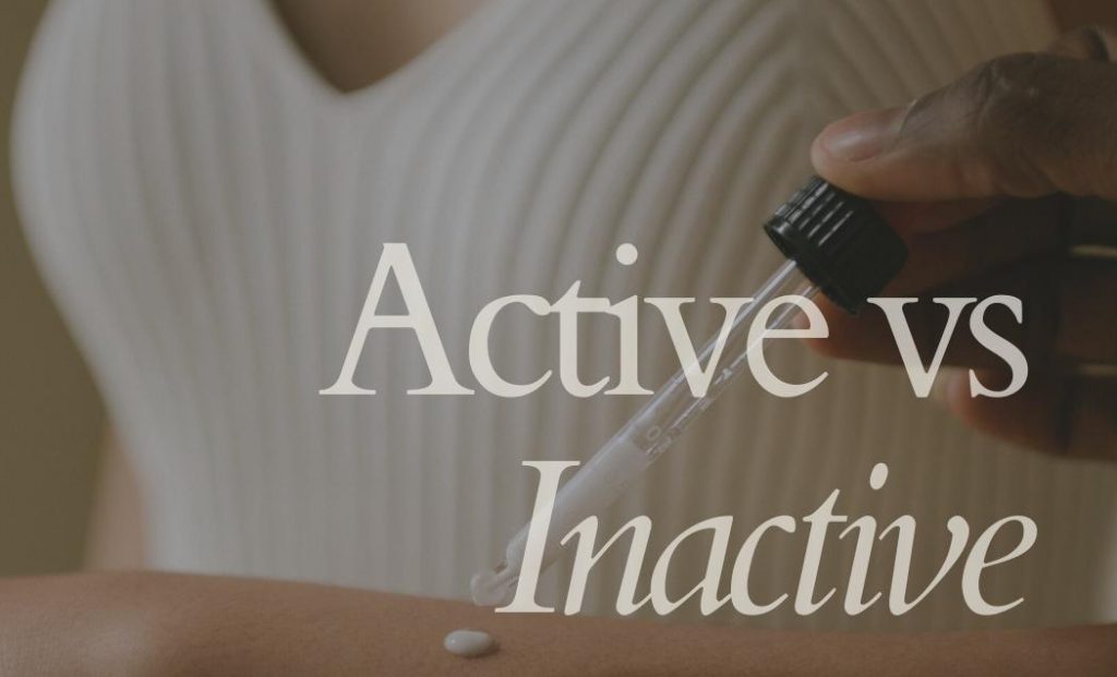 Active vs Inactive skincare demonstration with dropper